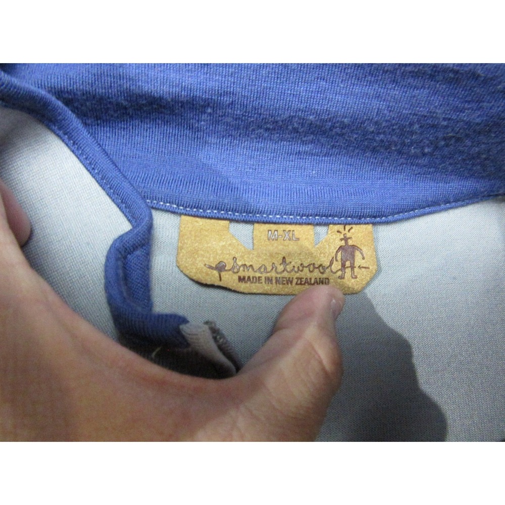 Smartwool Sweatshirt Mens XL Gray Super Fine Merino Wool 1/4 Zip Blue Accent - Picture 4 of 10
